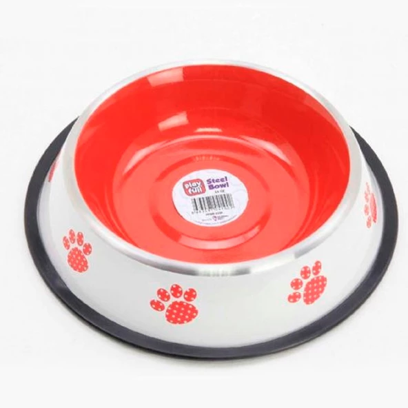Playfull Renkli Pati Desenli Çelik Mama ve Su Kabı 64 Oz PFMK-4100
