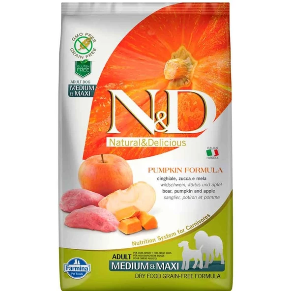 ND Balkabaklı Domuzlu Medium Maxi Tahılsız Köpek Maması 2,5 Kg