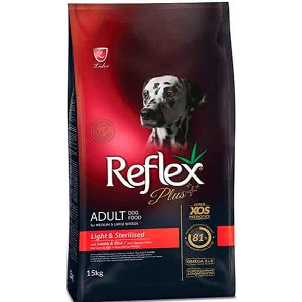 Reflex Plus Kuzu Etli Kısırlaştırılmış Light Köpek Maması 15 Kg