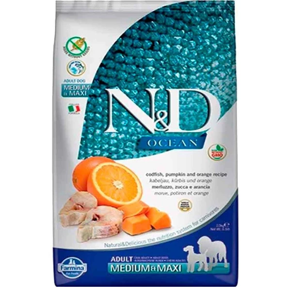 ND Balkabaklı Morina Balıklı Medium Maxi Tahılsız Köpek Maması 2.5 Kg
