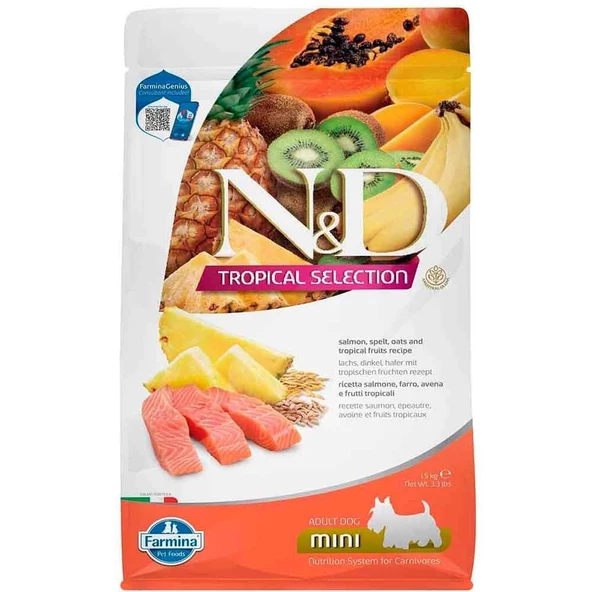 ND Tropical Meyveli Mini Irk Köpek Maması Somonlu 1,5 Kg