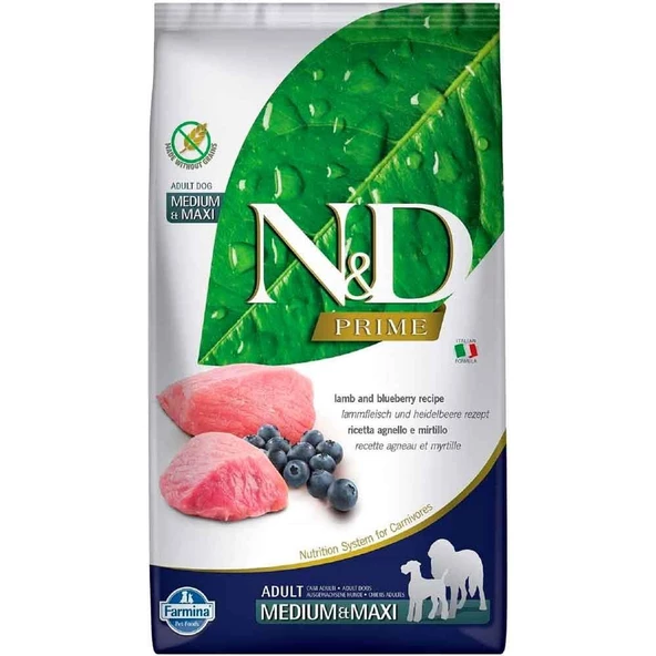 ND Köpek Maması Kuzu Etli Yaban Mersinli Tahılsız Medium Maxi 12 Kg