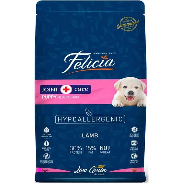 Felicia Yavru Köpek Maması Kuzulu M/L Az Tahıllı 3 Kg