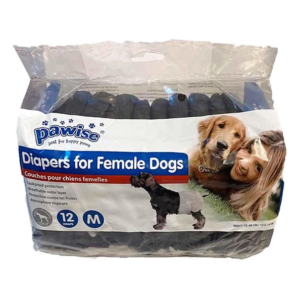 Pawise Ultra Emici Köpek Bezi 12'li Siyah M