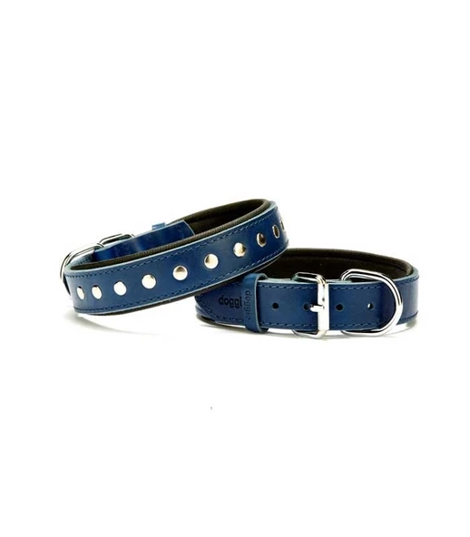 Doggie Yumuşak Dokulu Rivetli Köpek Boyun Tasması SBT-3011 Mavi