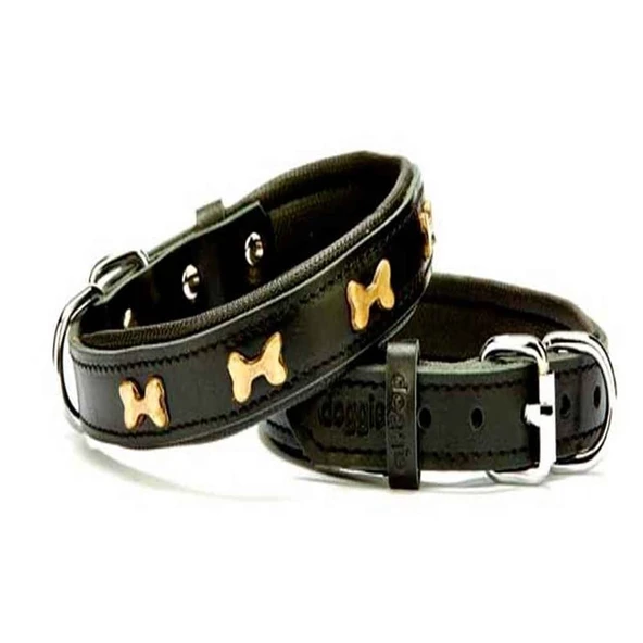 Doggie Comfort Yumuşak Dokulu Metal Kemik Süslü Köpek Boyun Tasması SBT-2562 Siyah