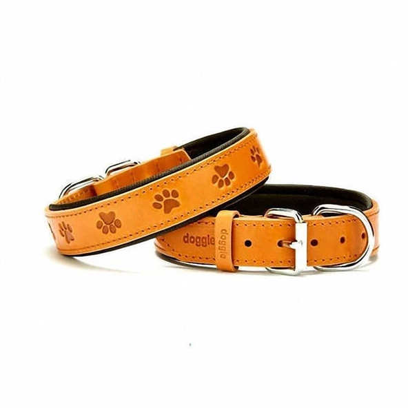 Doggie Yumuşak Dokulu Pati Desenli Köpek Boyun Tasması Camel SBT-4036 L