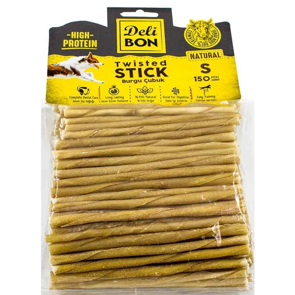 DeliBon Köpek Ödül Kemiği Burgu Çubuk İnce 150 Ad Natural
