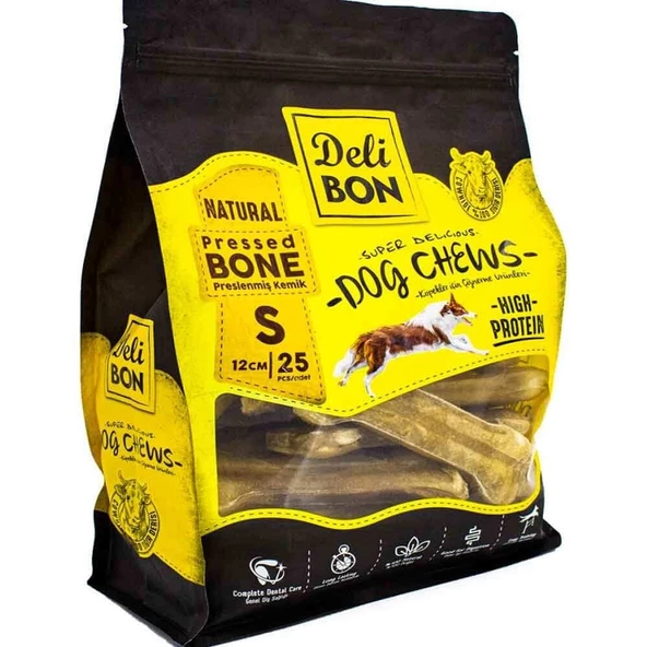DeliBon Deri Press Köpek Kemik 12 Cm 25 Li Paket Natural
