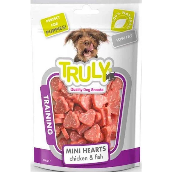 Truly Training Tavuklu ve Balıklı Kalp Şeklinde Yumuşak Köpek Ödülü 90 Gr