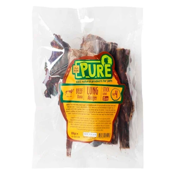 Delibon Pure Köpekler İçin Kurutulmuş Dana Akciğeri Çubuk 15 Cm 100 Gr