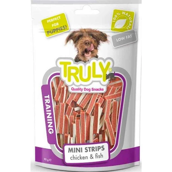 Truly Training Tavuklu ve Balıklı Yumuşak Mini Şerit Yavru Köpek Ödül Maması 90 Gr