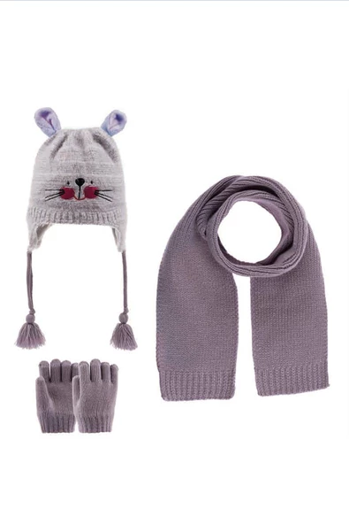 KİTTİ KIZ BEBEK K22160-02 0-18 AY ATKI BERE ELDİVEN SET - 4