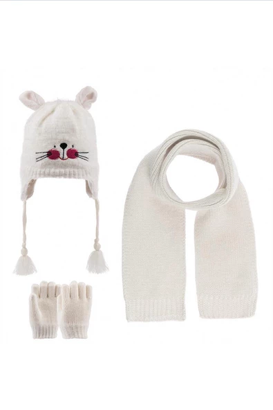 KİTTİ KIZ BEBEK K22160-02 0-18 AY ATKI BERE ELDİVEN SET - 3