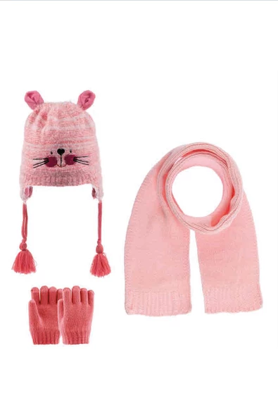 KİTTİ KIZ BEBEK K22160-02 0-18 AY ATKI BERE ELDİVEN SET - 2