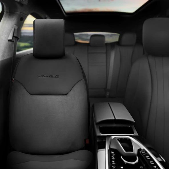 Otom Exclusive Koruyucu Oto Koltuk Minderi Premium Süet   Siyah - 2