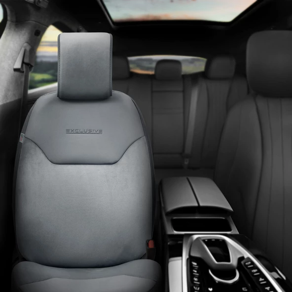 Otom Exclusive Koruyucu Oto Koltuk Minderi Premium Süet Füme - 2