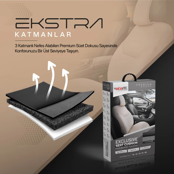 Otom Exclusive Koruyucu Oto Koltuk Minderi Premium Süet   Siyah - 4