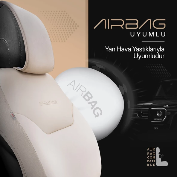 Otom Exclusive Koruyucu Oto Koltuk Minderi Premium Süet   Bej - 3