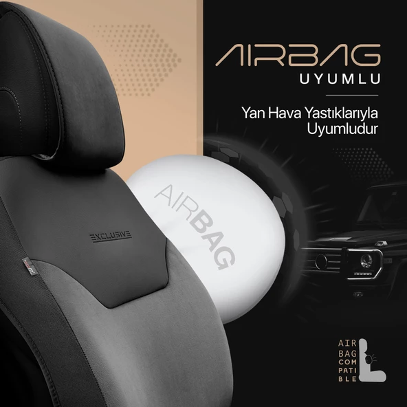 Otom Exclusive Koruyucu Oto Koltuk Minderi Premium Süet   Siyah - 3