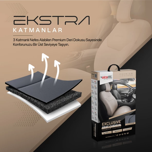Otom Exclusive Koruyucu Oto Koltuk Minderi Premium Deri Füme - 4