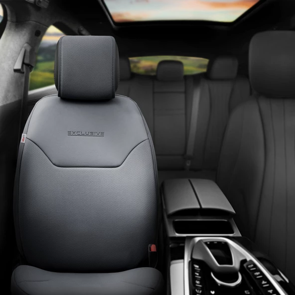 Otom Exclusive Koruyucu Oto Koltuk Minderi Premium Deri Füme - 2