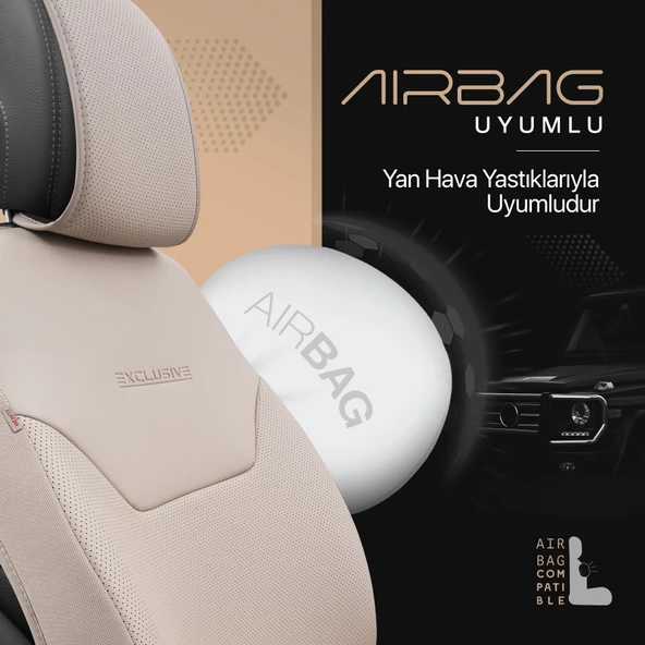 Otom Exclusive Koruyucu Oto Koltuk Minderi Premium Deri  Bej - 3