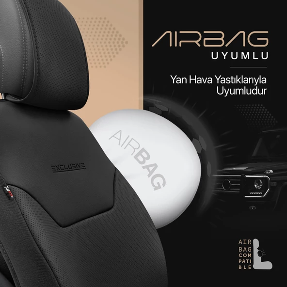 Otom Exclusive Koruyucu Oto Koltuk Minderi Premium Deri Siyah - 3
