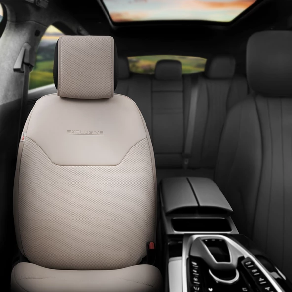 Otom Exclusive Koruyucu Oto Koltuk Minderi Premium Deri Bej - 2