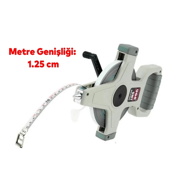 Saplı Şerit Metre Pratik Makaralı Kollu Tutamaklı Çelik 50 Metre Arazi Adli Olay Yeri Ölçüm Metresi - 3