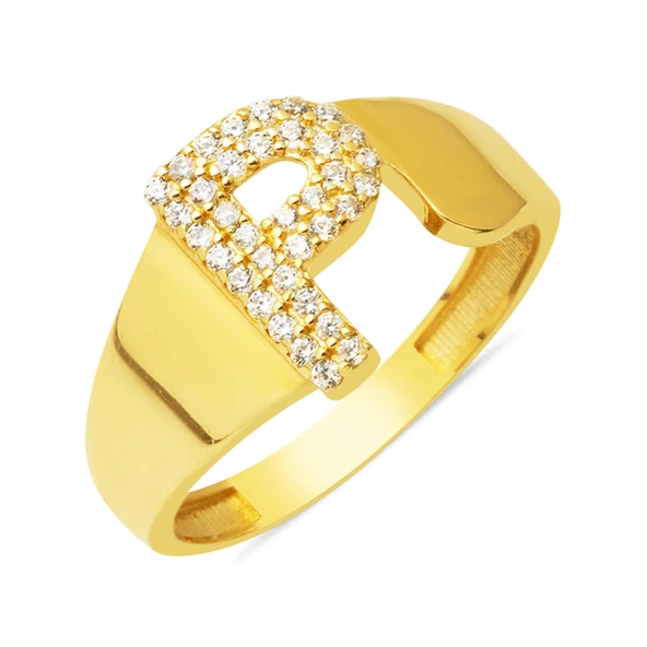 14 Ayar P Harf Kadın Altın Yüzük ürün görseli 1