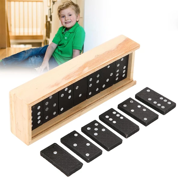 Ahşap Domino Oyun Seti Kutulu Eğitici Hobi Zeka Oyunu - 2