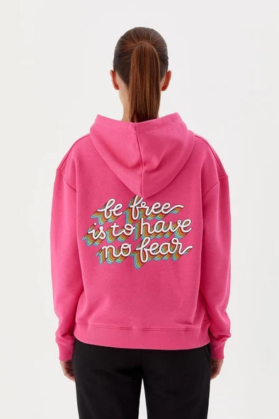 No Fear Kadın Sweatshirt Kapüşonlu Fuşya 72508 - 3
