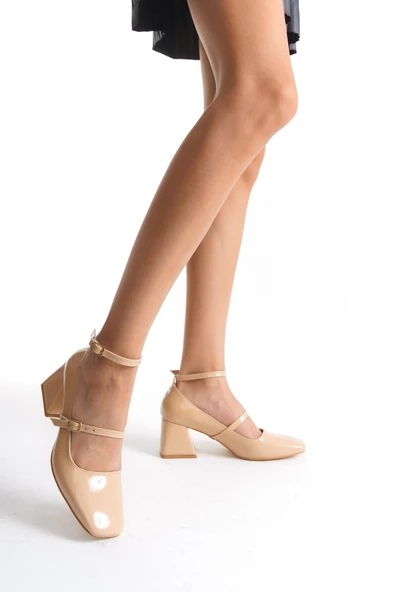 Kulia Ten Rugan Mary Jane Kalın Topuklu Bantlı Ayakkabı