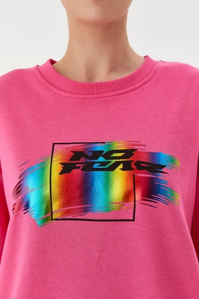 No Fear Kadın Sweatshirt Fuşya 72498 - 3