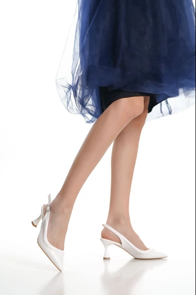 New Mato Beyaz Kadın Topuklu Ayakkabı - 2