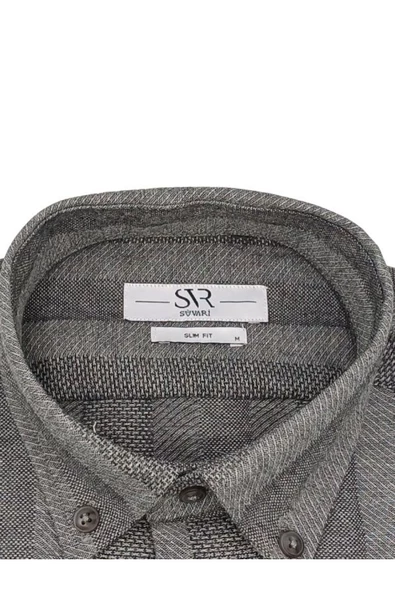 DESENLİ FLANEL SLIM UZUN KOLLU GÖMLEK - Resim 5