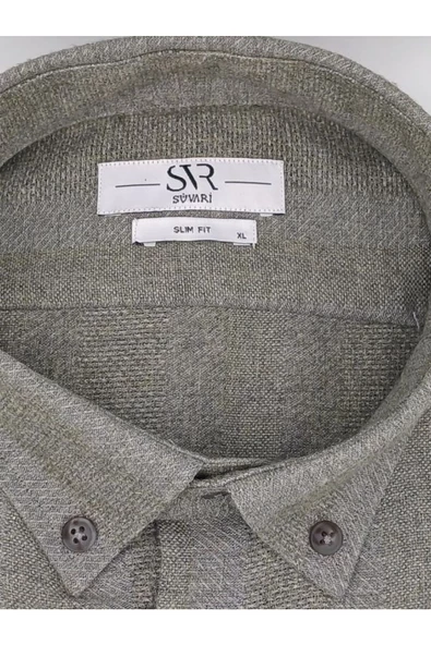 DESENLİ FLANEL SLIM UZUN KOLLU GÖMLEK - Resim 3