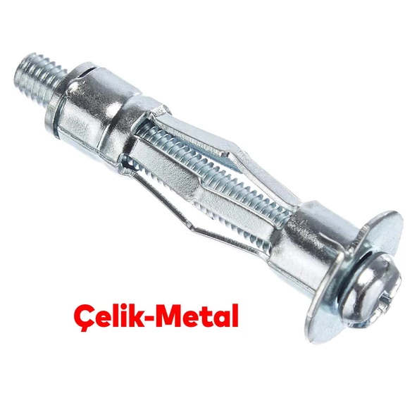 Çelik Alçıpan Boşluk Dübel FRT Tuğla Duvar Bims Paraşüt Dübeli 5x52 Metal 5 Adet - 4