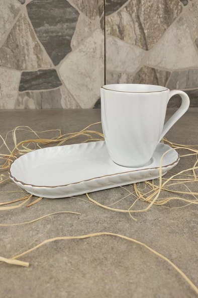 Digithome 4’lü Carmen Porselen Tabaklı Kupa Bardak - LMG 517 C320.113 - 3