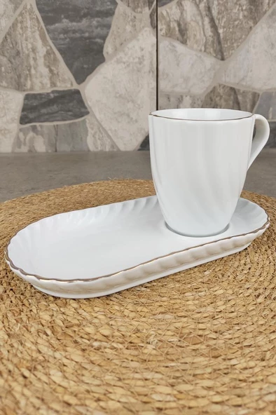 Digithome 4’lü Carmen Porselen Tabaklı Kupa Bardak - LMG 517 C320.113 - 4