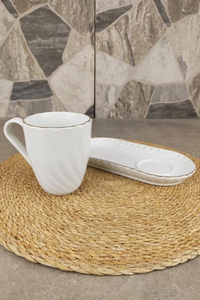 Digithome 4’lü Carmen Porselen Tabaklı Kupa Bardak - LMG 517 C320.113 - 5