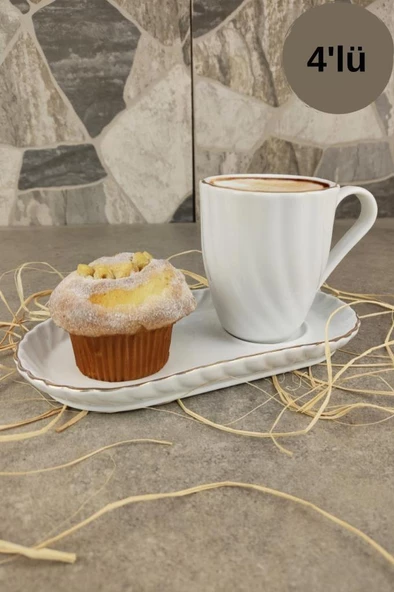 Digithome 4’lü Carmen Porselen Tabaklı Kupa Bardak - LMG 517 C320.113