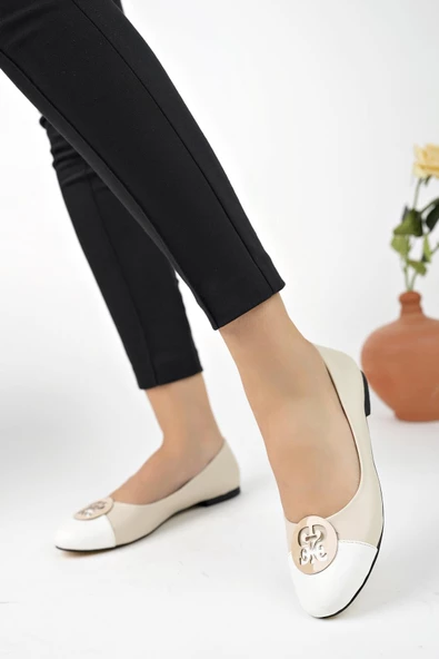 Muggo VARGAS Garantili Günlük Ortopedik Şık Tarz ve Rahat Kadın Tokalı Babet - 9