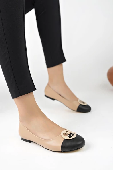 Muggo VARGAS Garantili Günlük Ortopedik Şık Tarz ve Rahat Kadın Tokalı Babet - 12