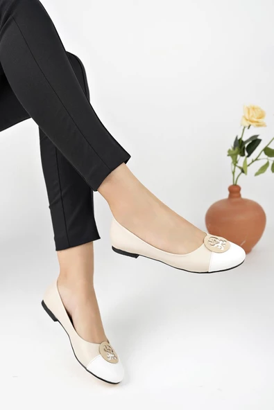 Muggo VARGAS Garantili Günlük Ortopedik Şık Tarz ve Rahat Kadın Tokalı Babet - 8