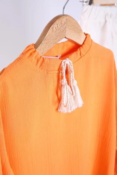 Babyhola Pamuk Bluz Kot Pantolon Kız Erkek Çocuk Salaş Takım Beyaz 1629 - 3