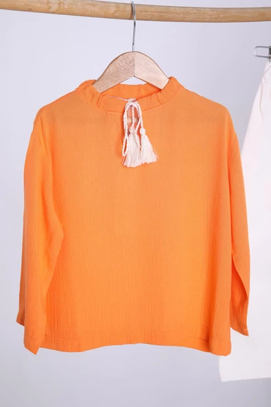 Babyhola Pamuk Bluz Kot Pantolon Kız Erkek Çocuk Salaş Takım Beyaz 1629 - 2