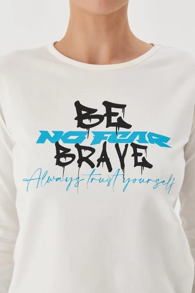 No Fear Orijinal Kadın T-shirt Uzun Kollu Beyaz - 3