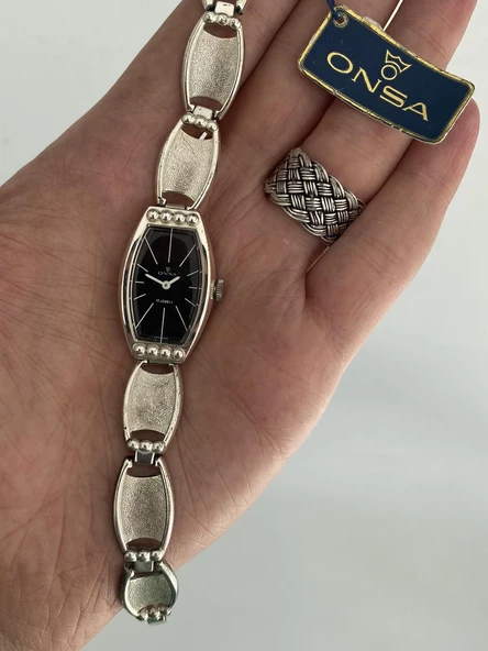 Onsa Gümüş Kordon Vintage Kadın Kol Saati 014 (Kutusuz) ürün görseli